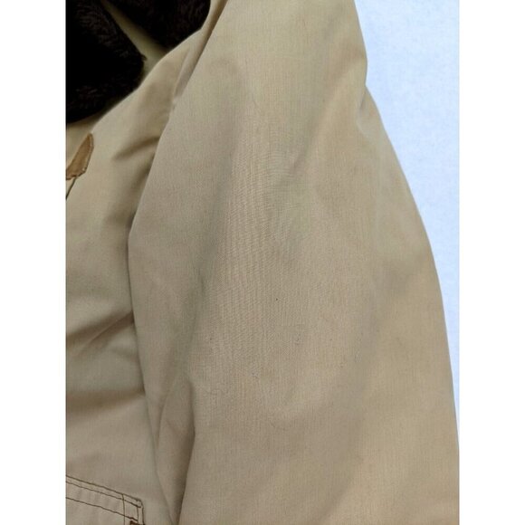 Vintage 70s Men's Coat Montgomery Ward Size 46L Beige Brown Faux Fur Lined - Picture 9 of 16